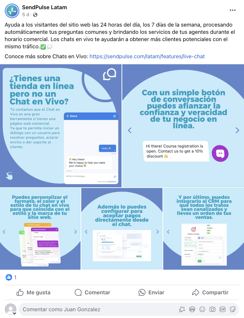 Tienda con chat en vivo