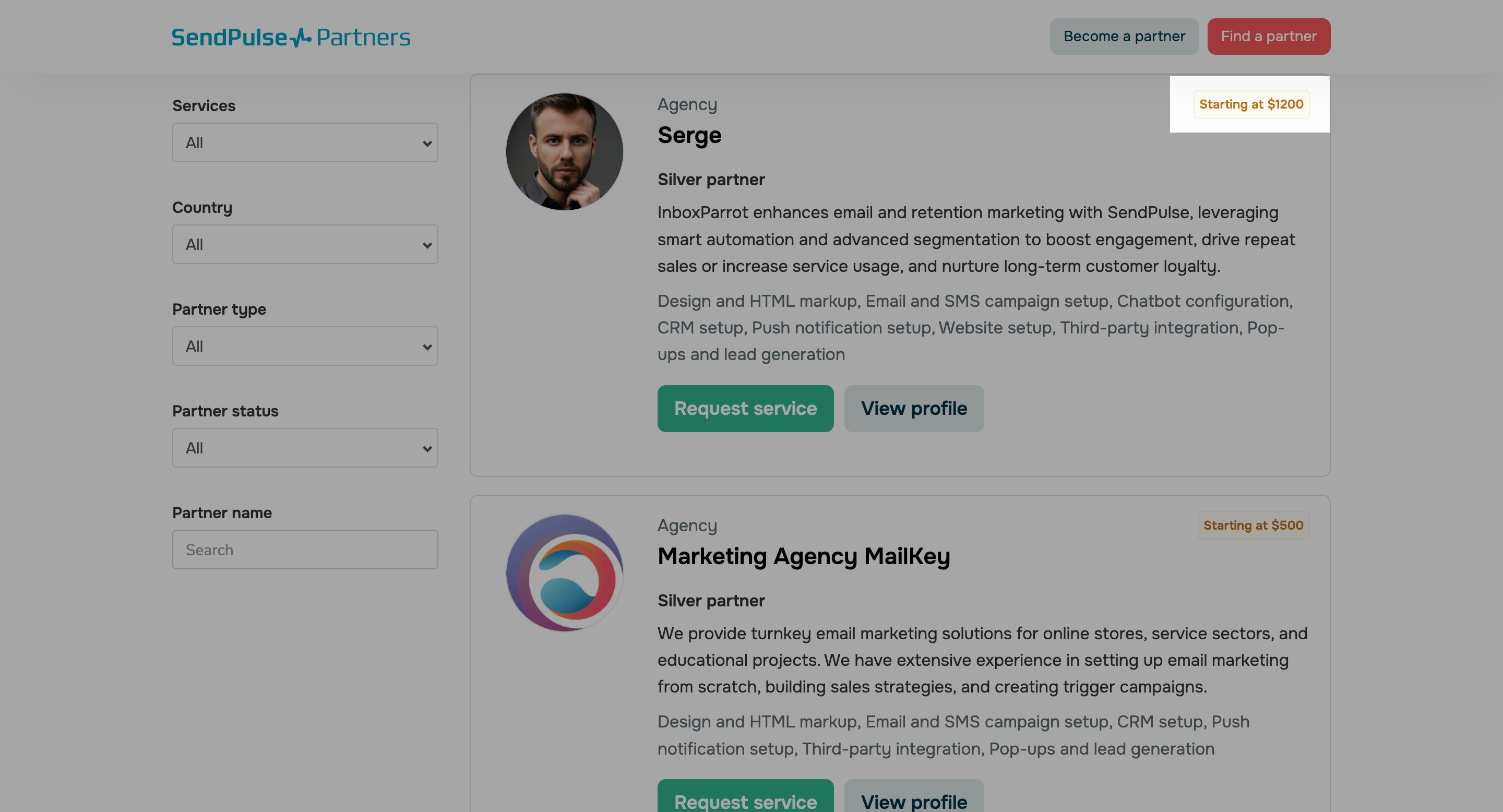 Add a minimal project price