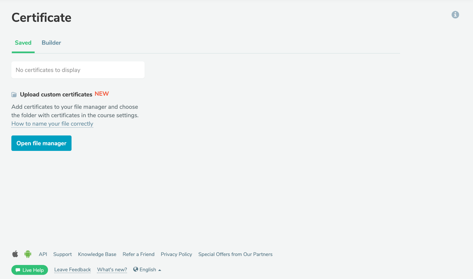 Personal certificate upload