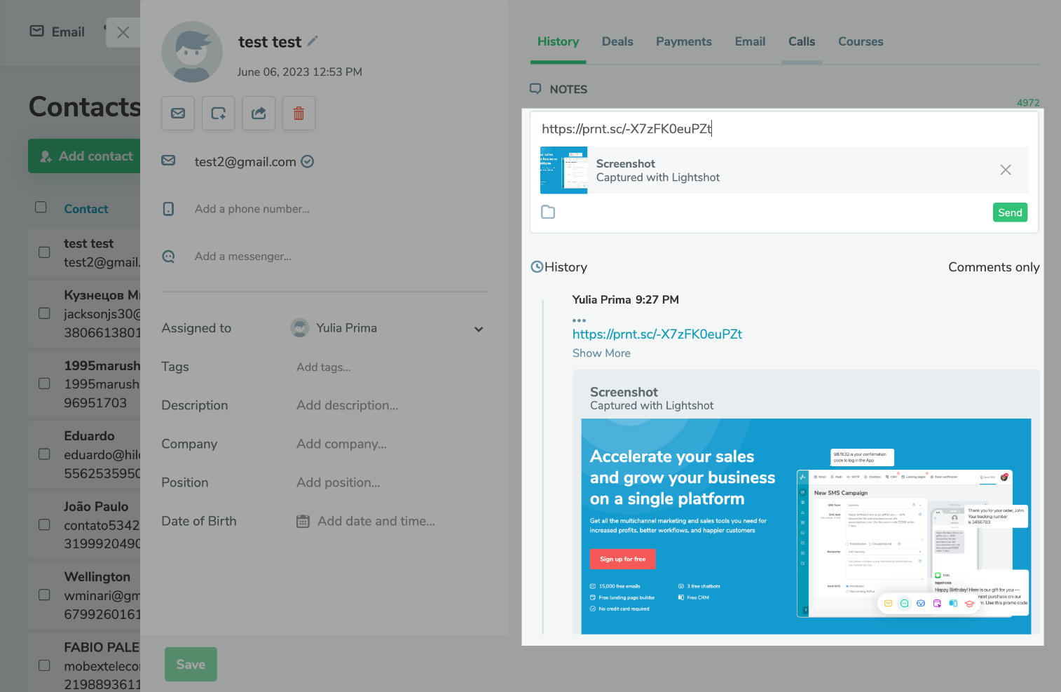 Mostrar imágenes y enlaces adjuntos en CRM