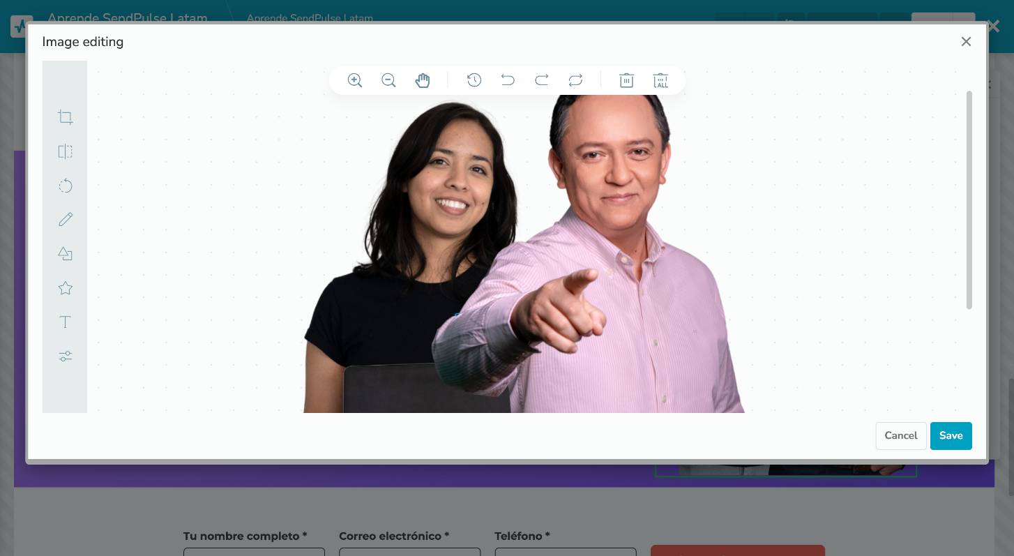 Editor de imagens embutido