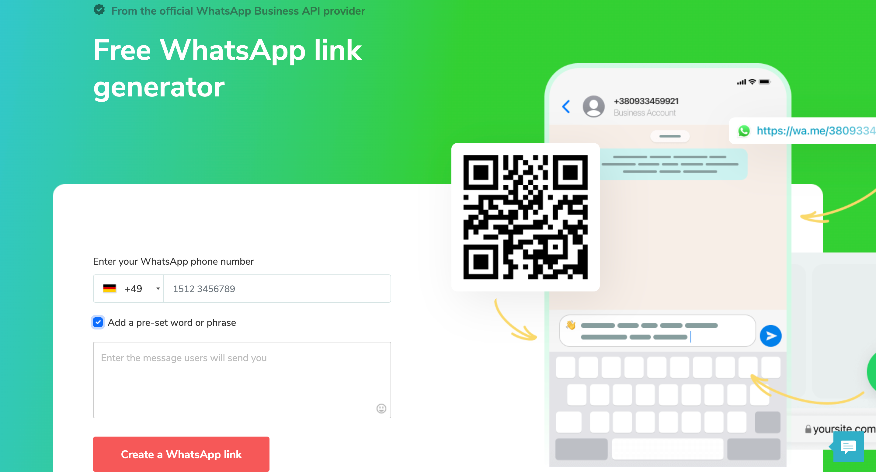 Generador gratuito de enlaces de WhatsApp