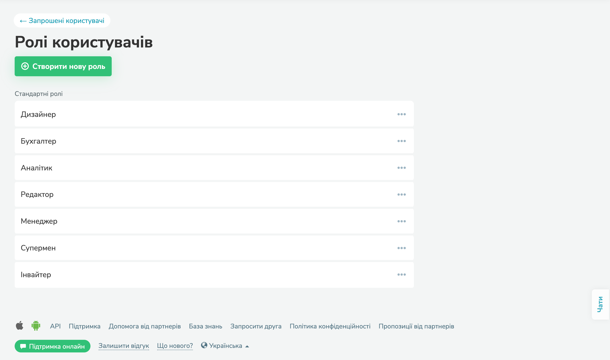 Ролі користувачів