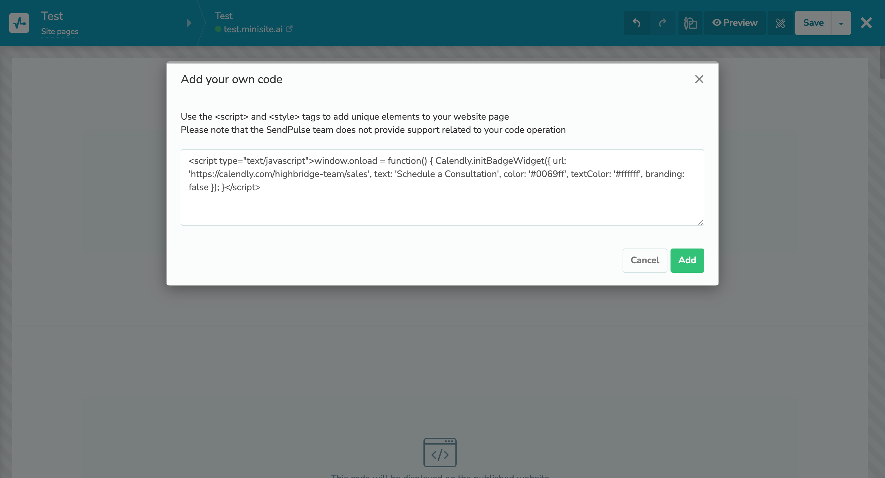 Como adicionar código personalizado​