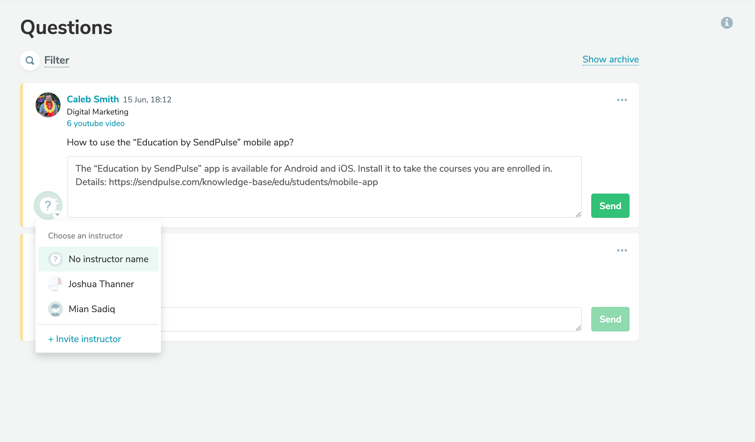 Seleccionar a un instructor