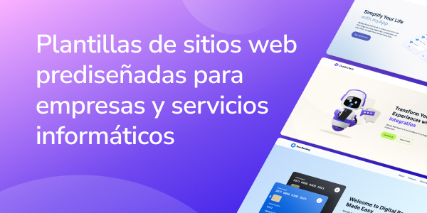 Plantillas de sitios web prediseñadas para empresas y servicios informáticos