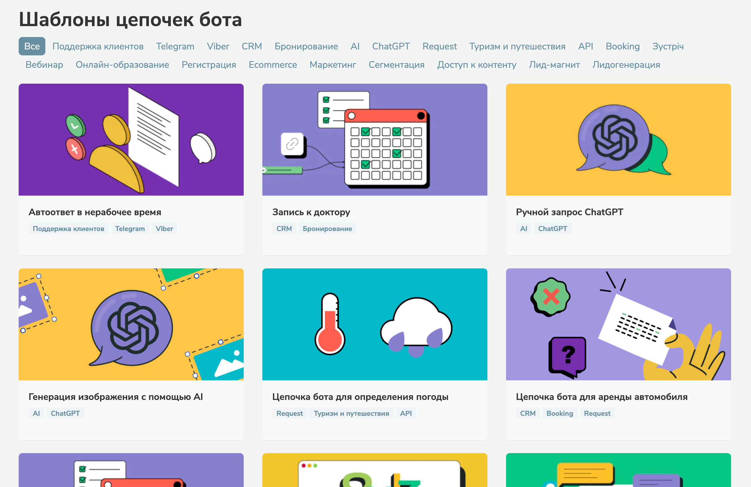 Шаблоны цепочек бота