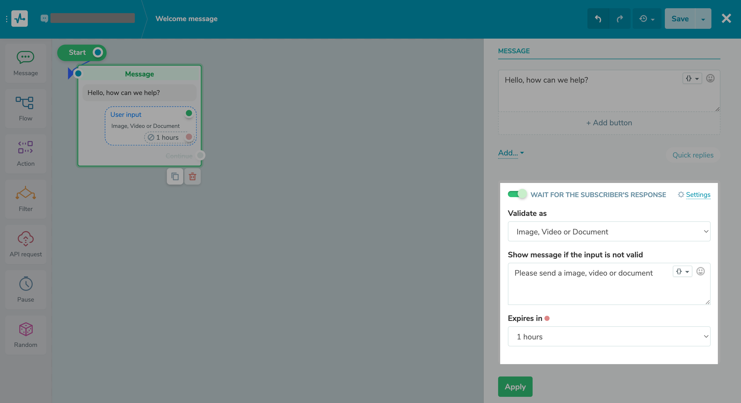 Validating a subscriber’s response as a video file