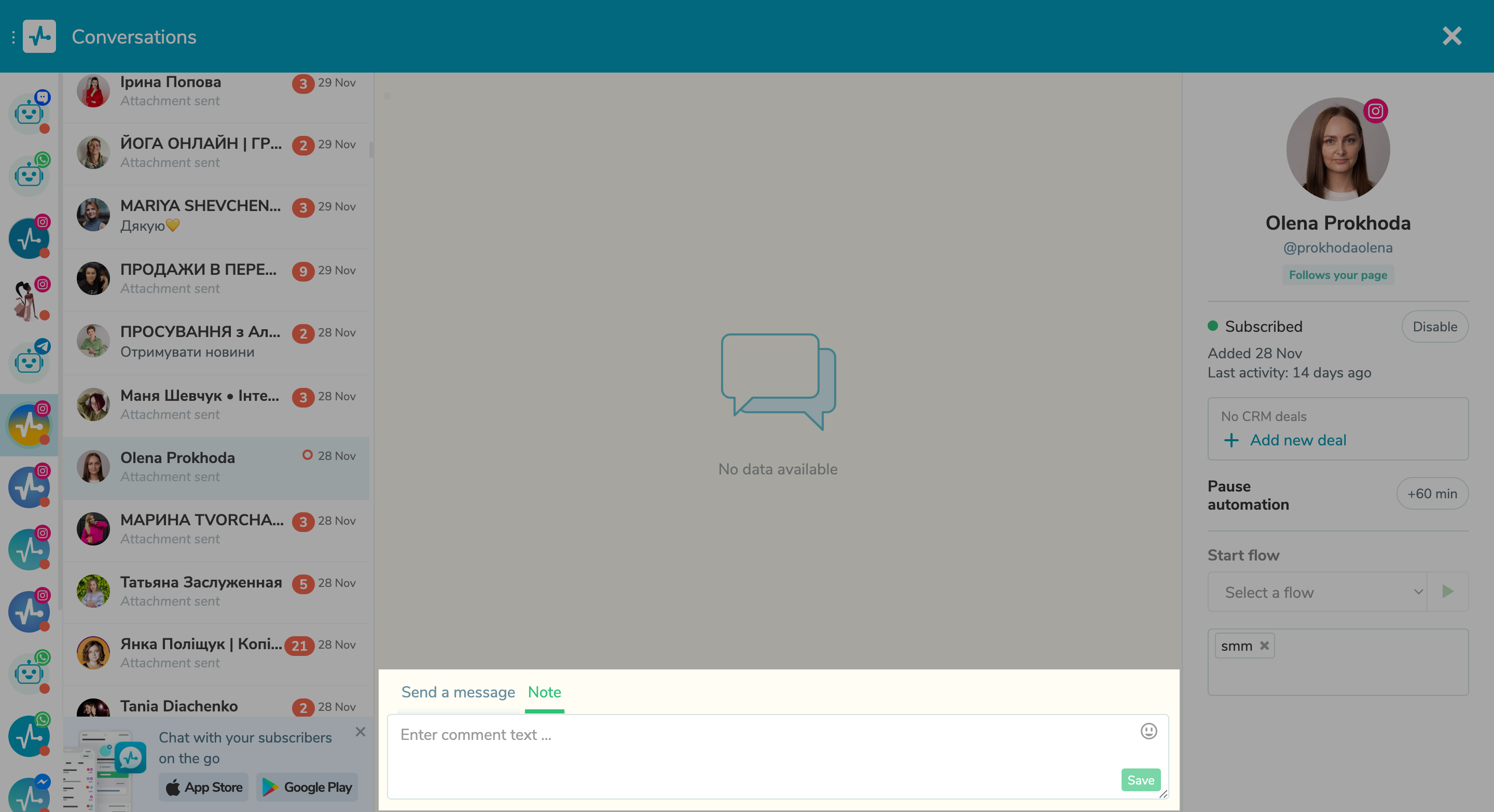 Add notes for chat assignees