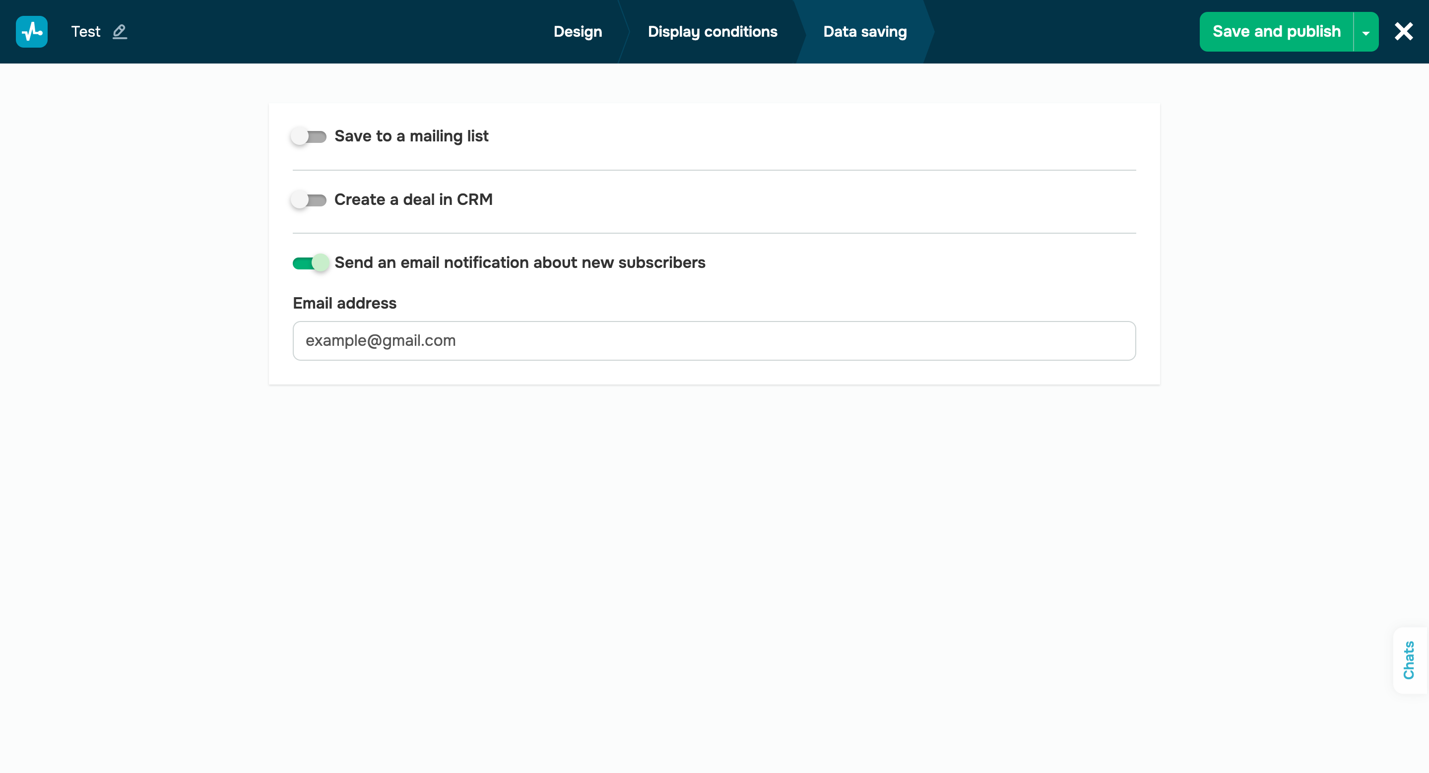 Receive email notifications about new pop-up subscribers