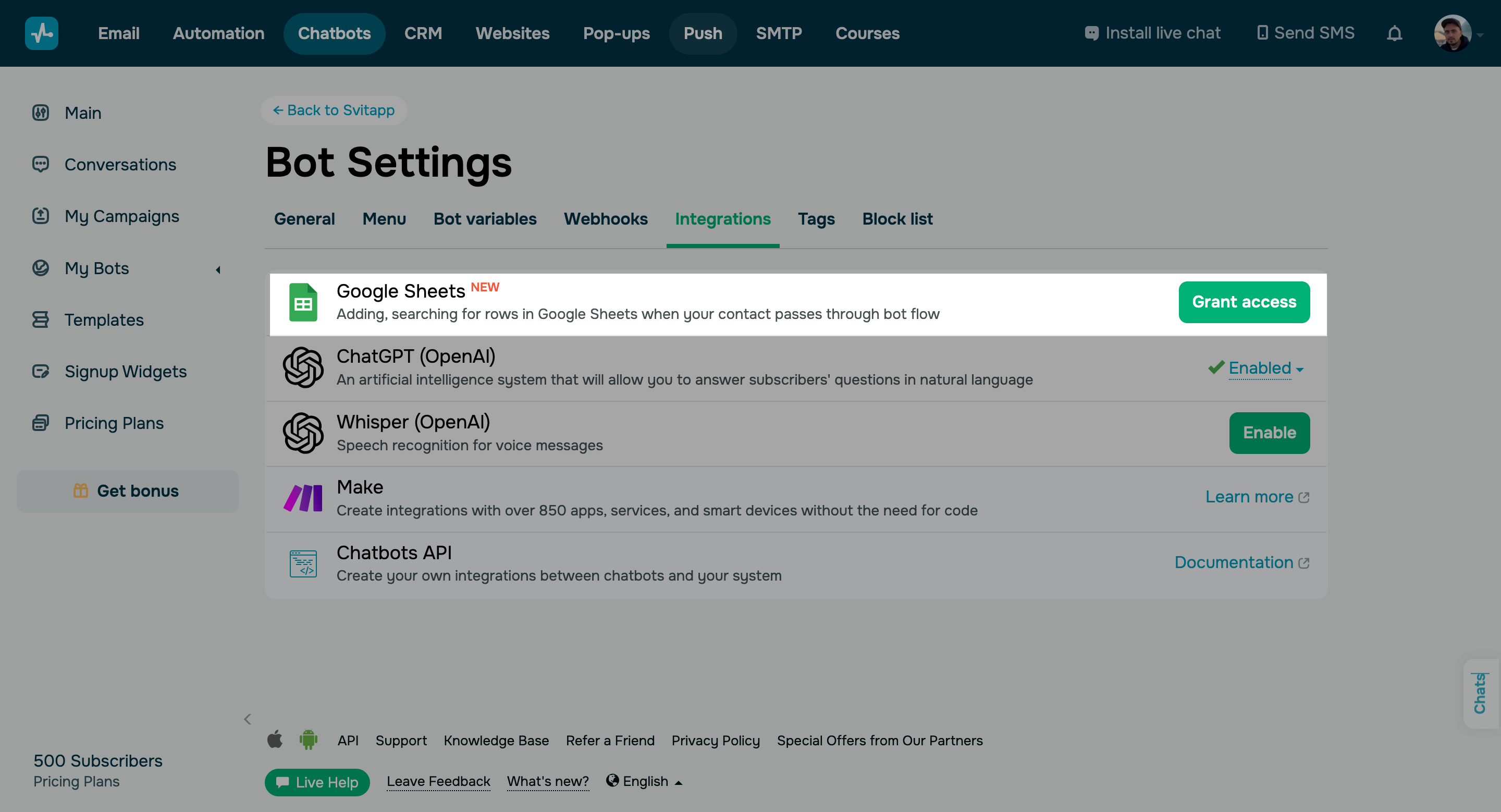 Connect Google Sheets