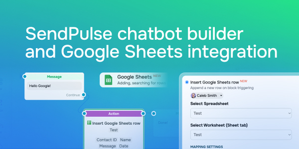 SendPulse chatbot builder and Google Sheets integration