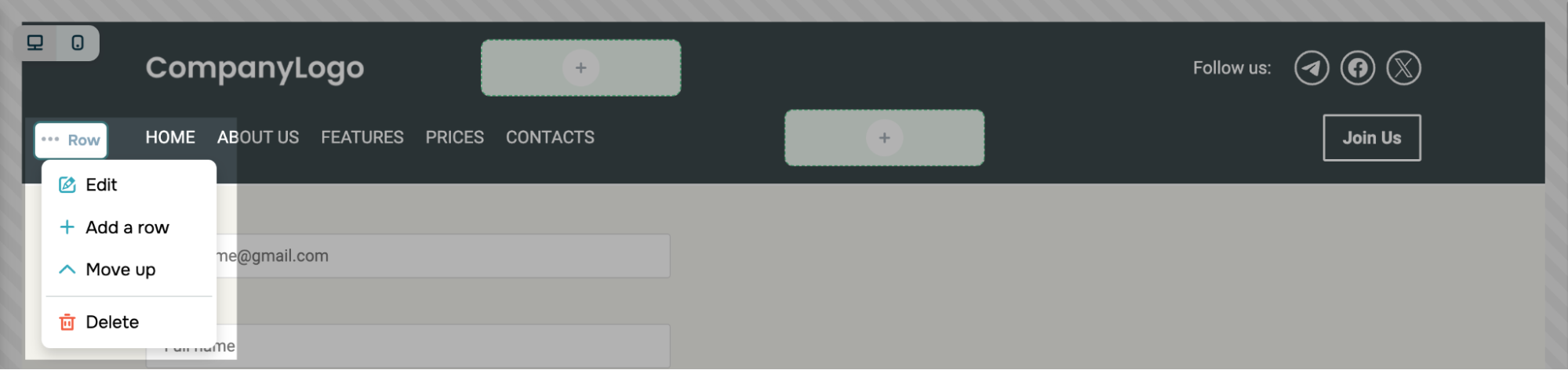 New “Header” element and mobile menu editing options