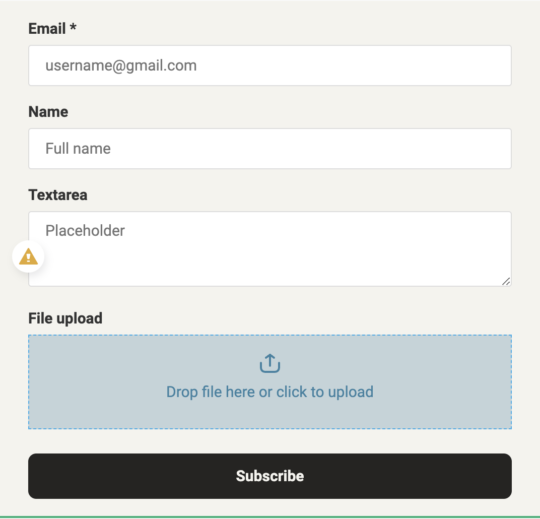  File upload and text input fields in website forms