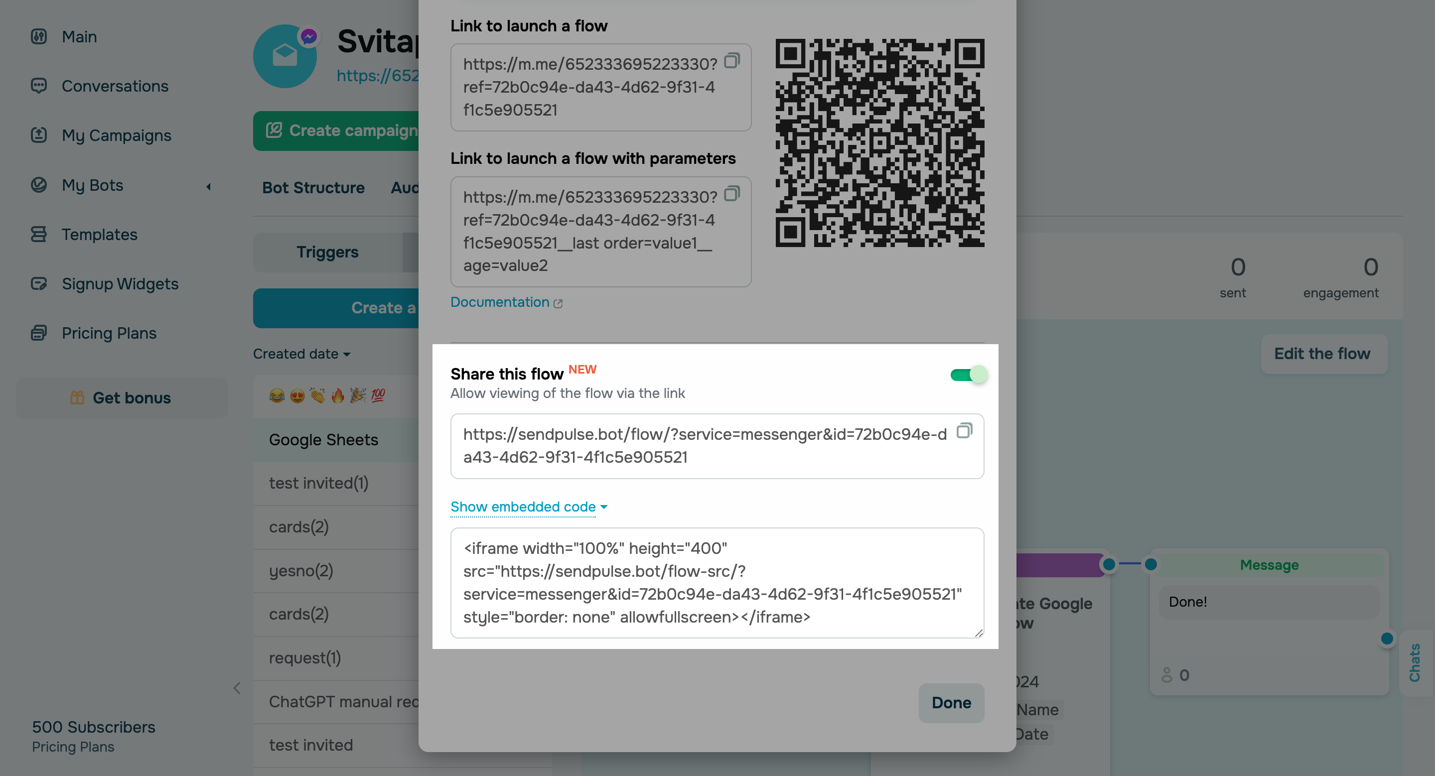 Public preview of your chatbot flow structure