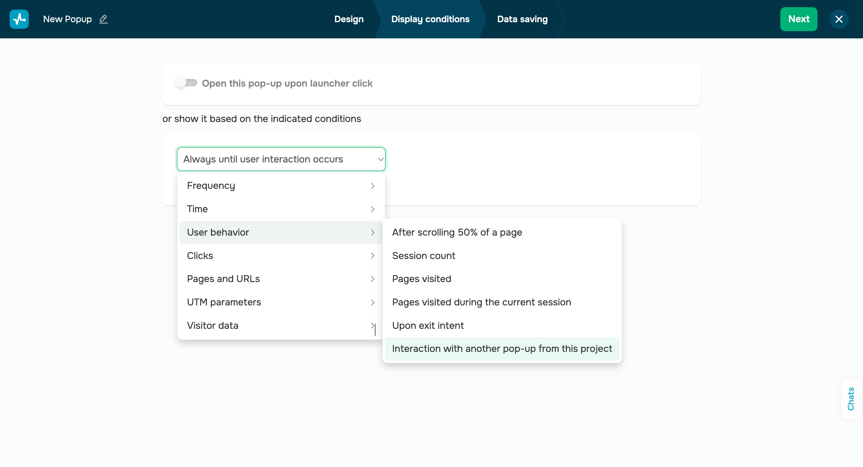 New pop-up display scenario
