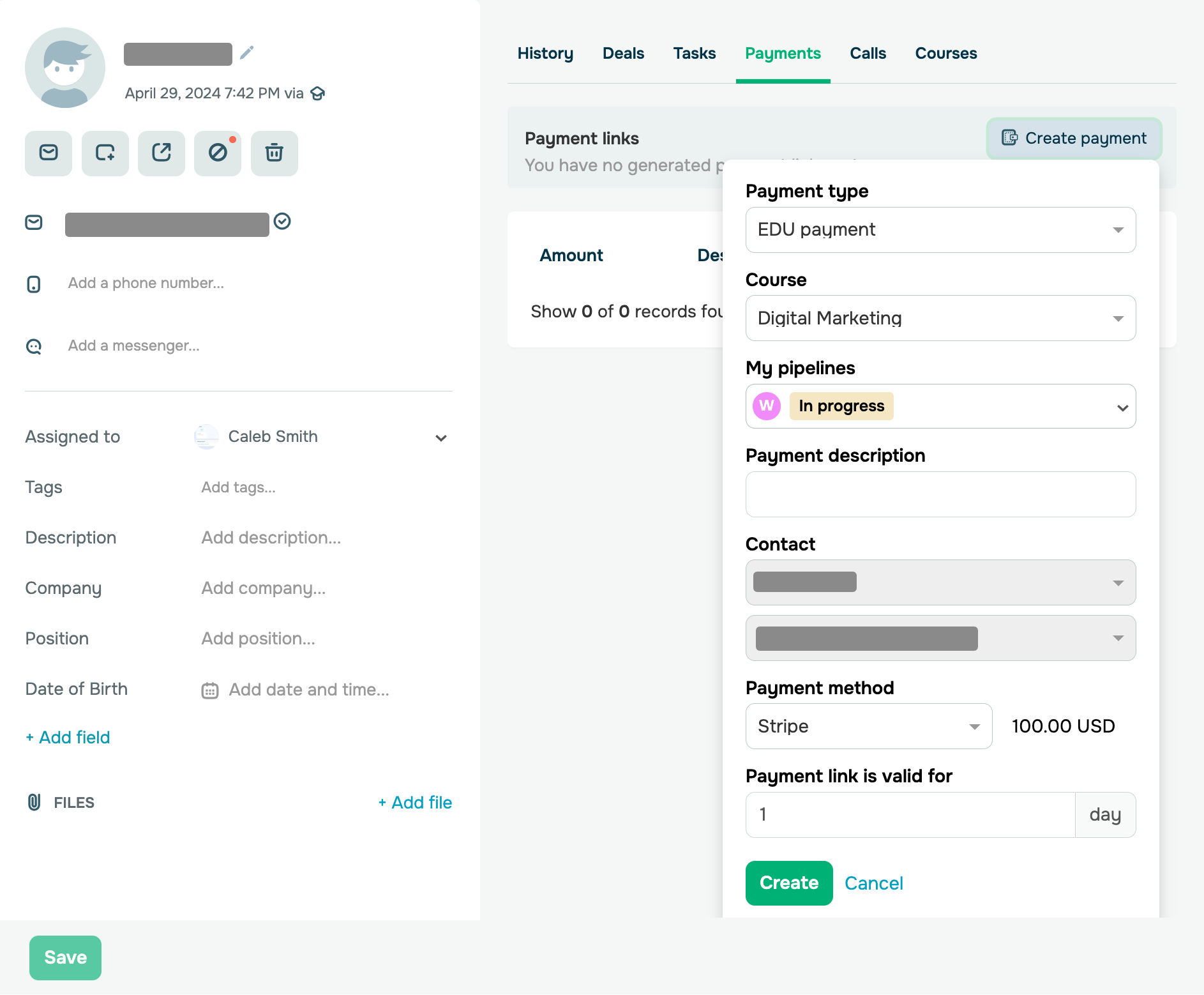 Generate payment links for online courses