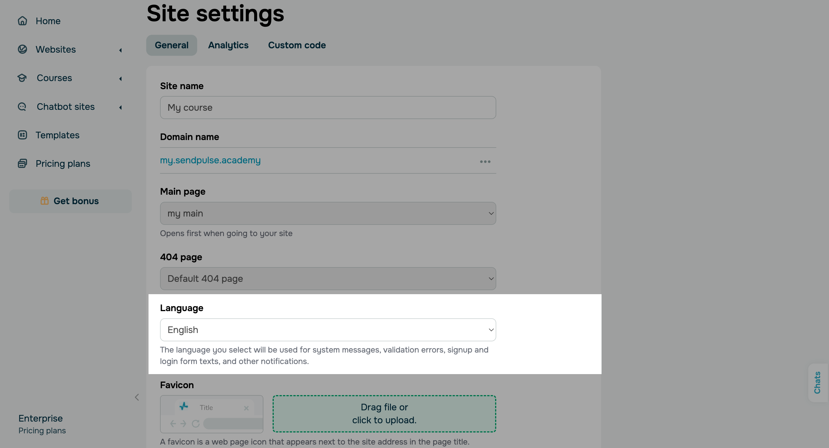 Set your website’s default language