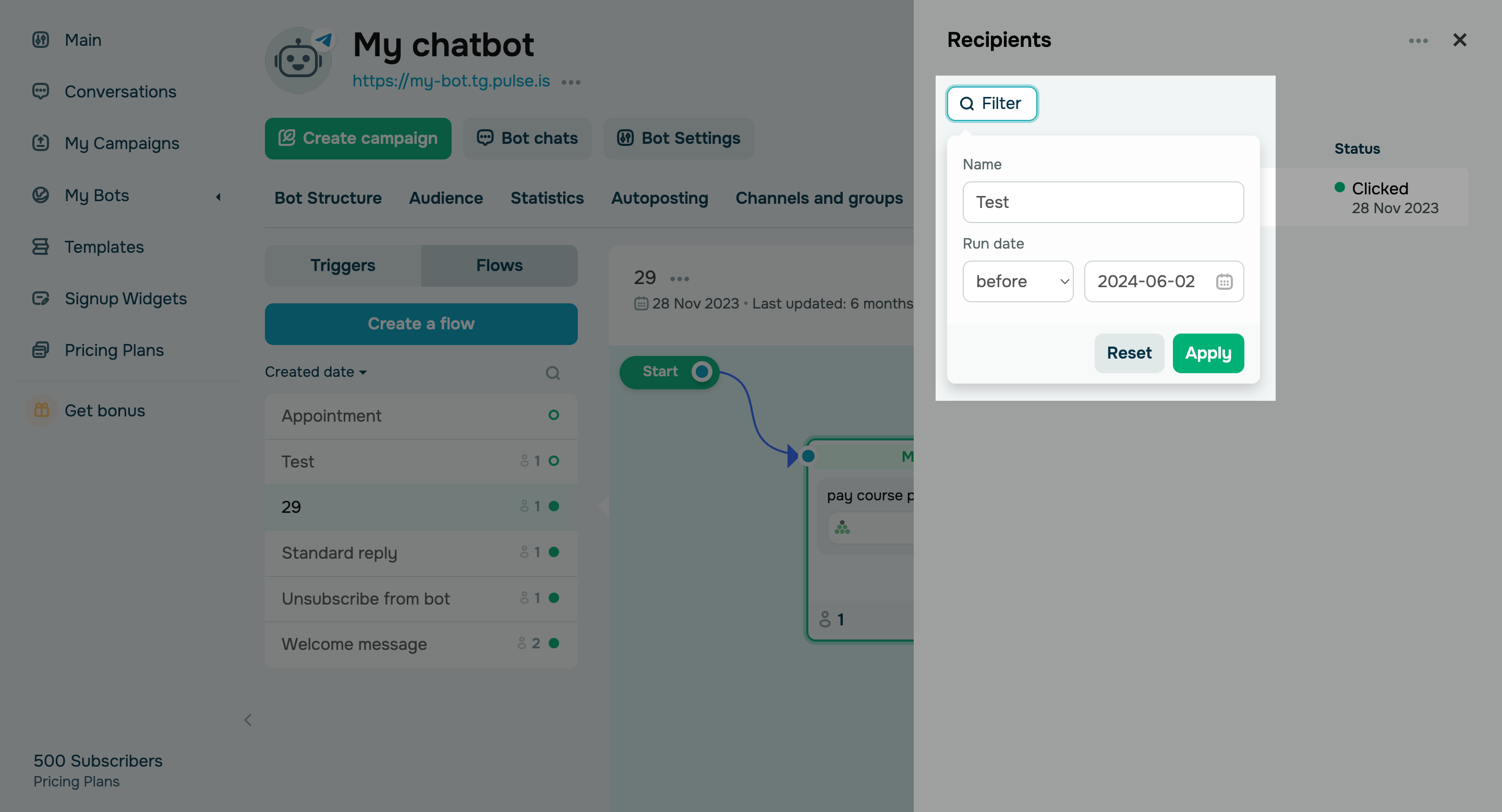 Filter recipients of your flow elements