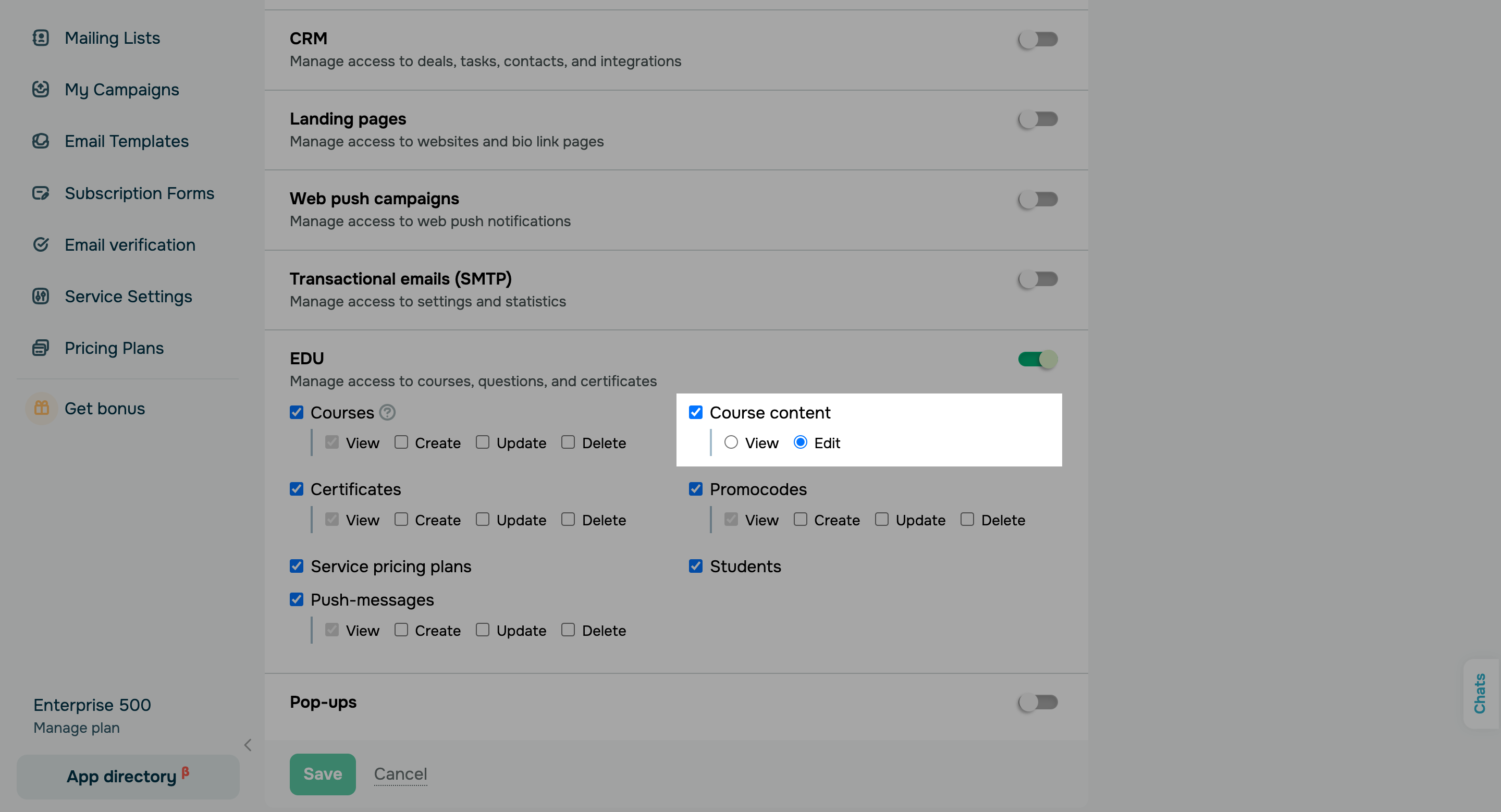 How do I set up access to my course content?