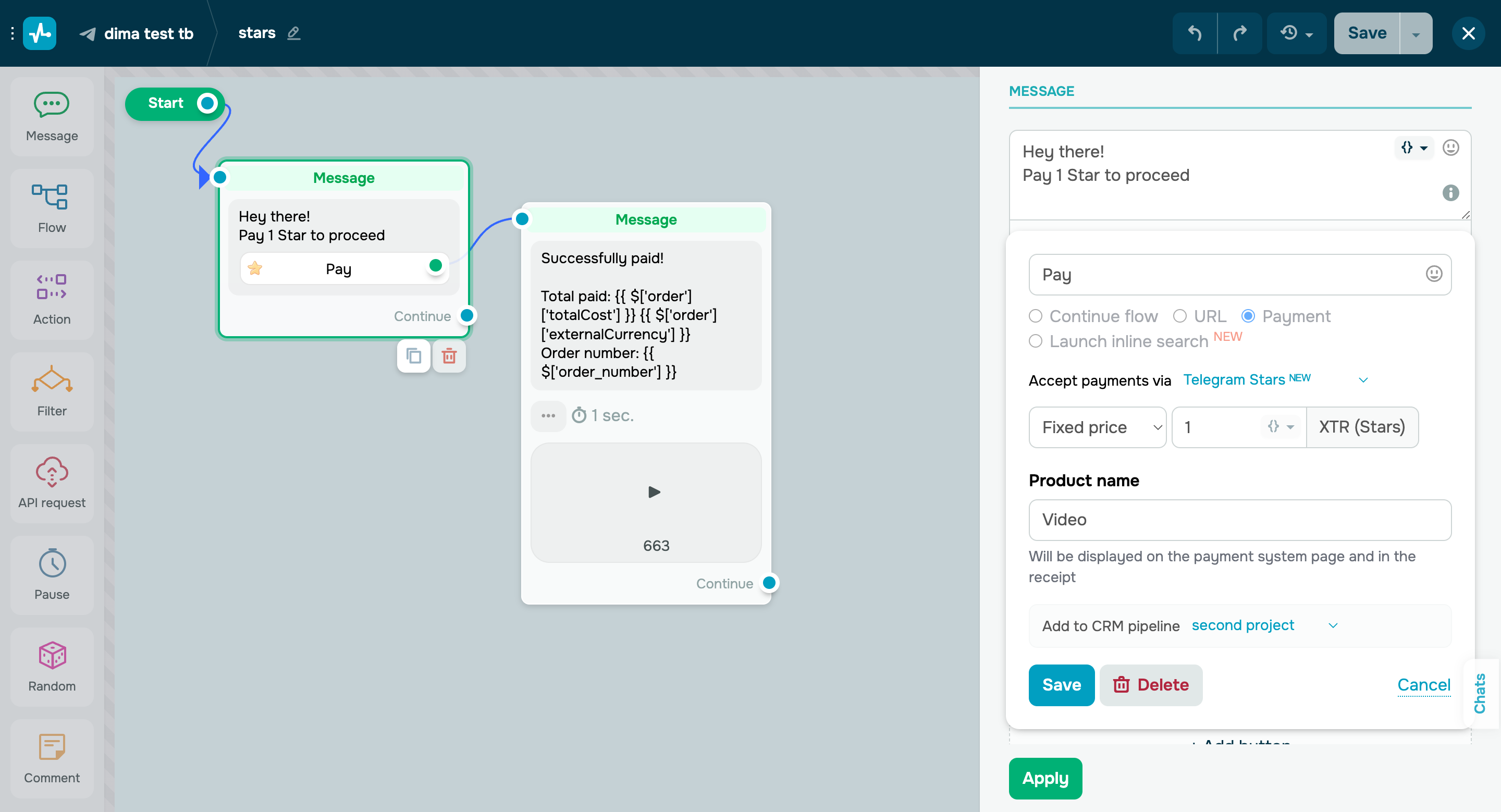 Accept payments in Telegram Stars
