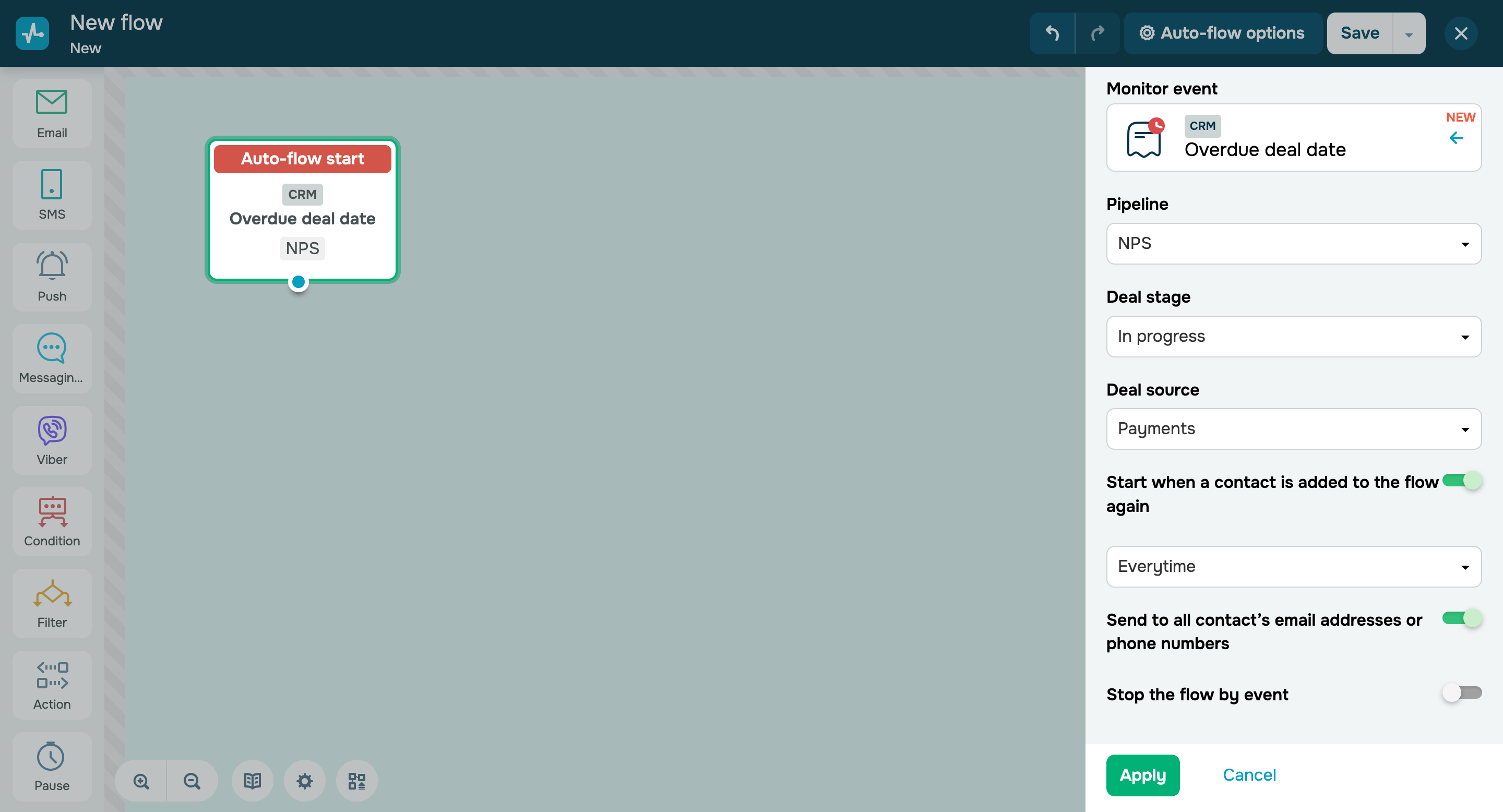 New automated flow launch triggers in our CRM system