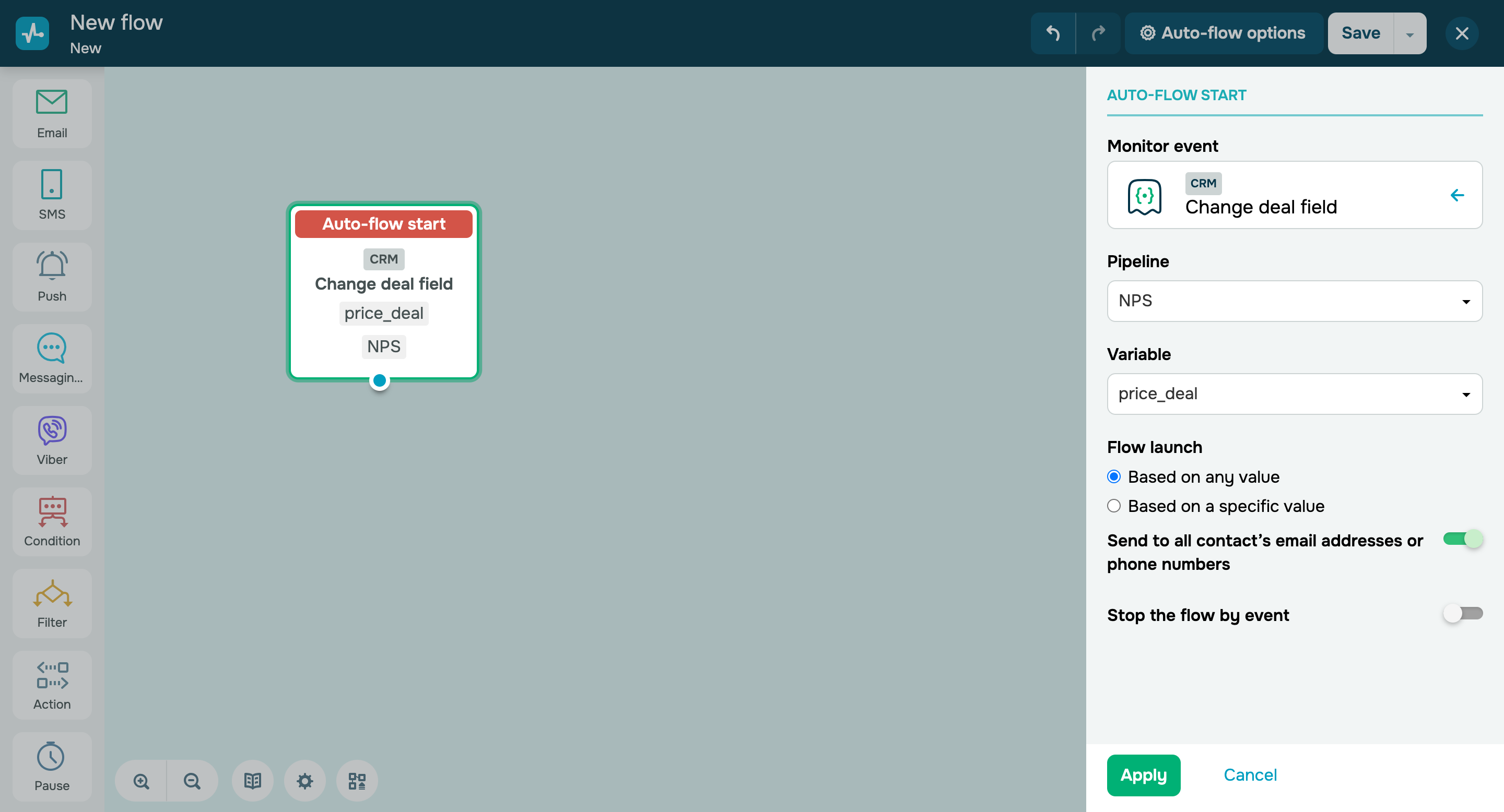 New automated flow launch triggers in our CRM system