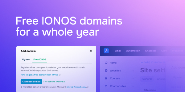 free IONOS domains for a whole year
