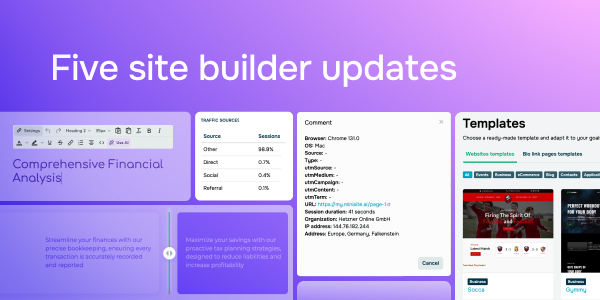 Five site builder updates