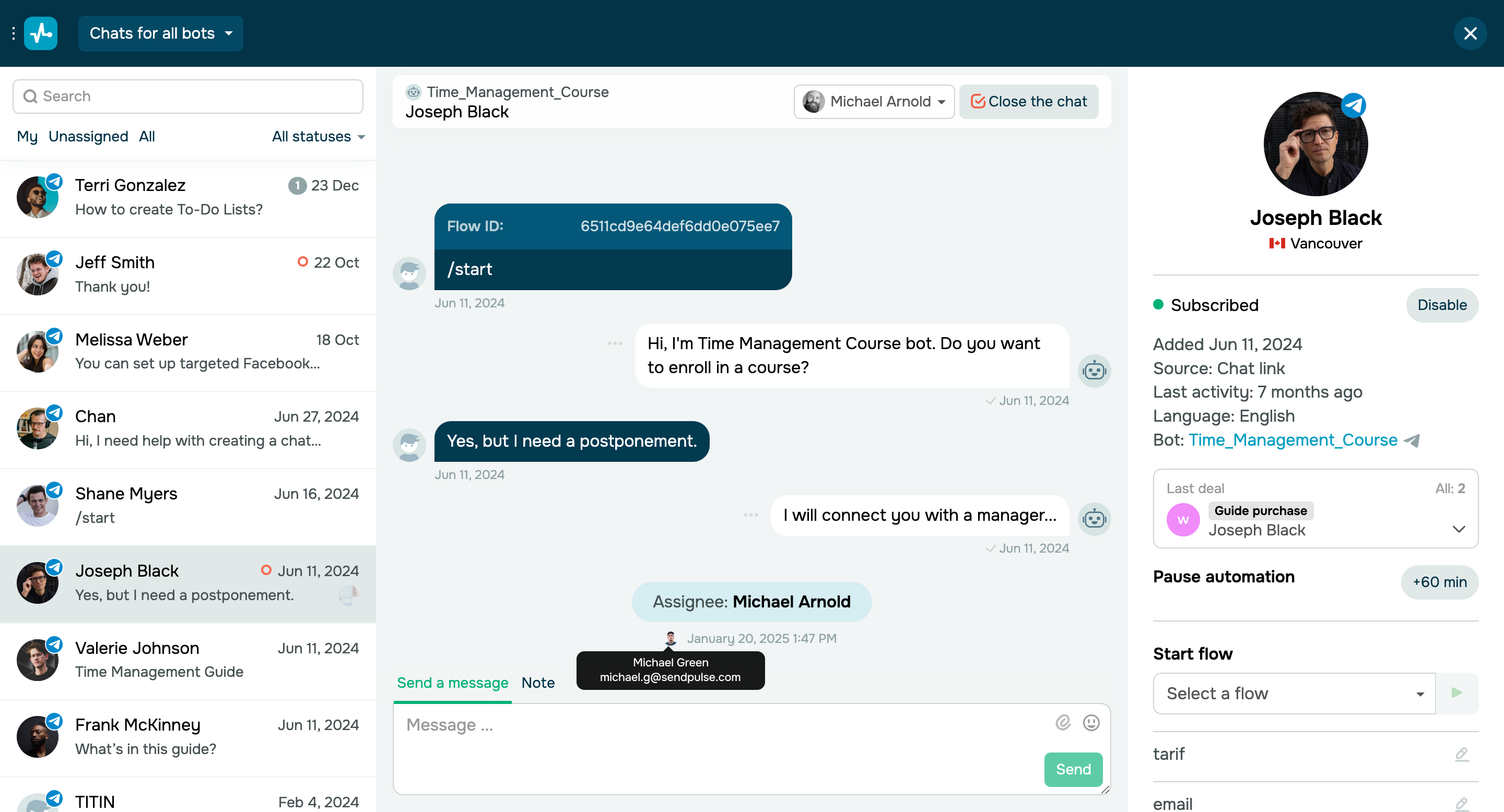 Improved usability of the "Conversations" tab