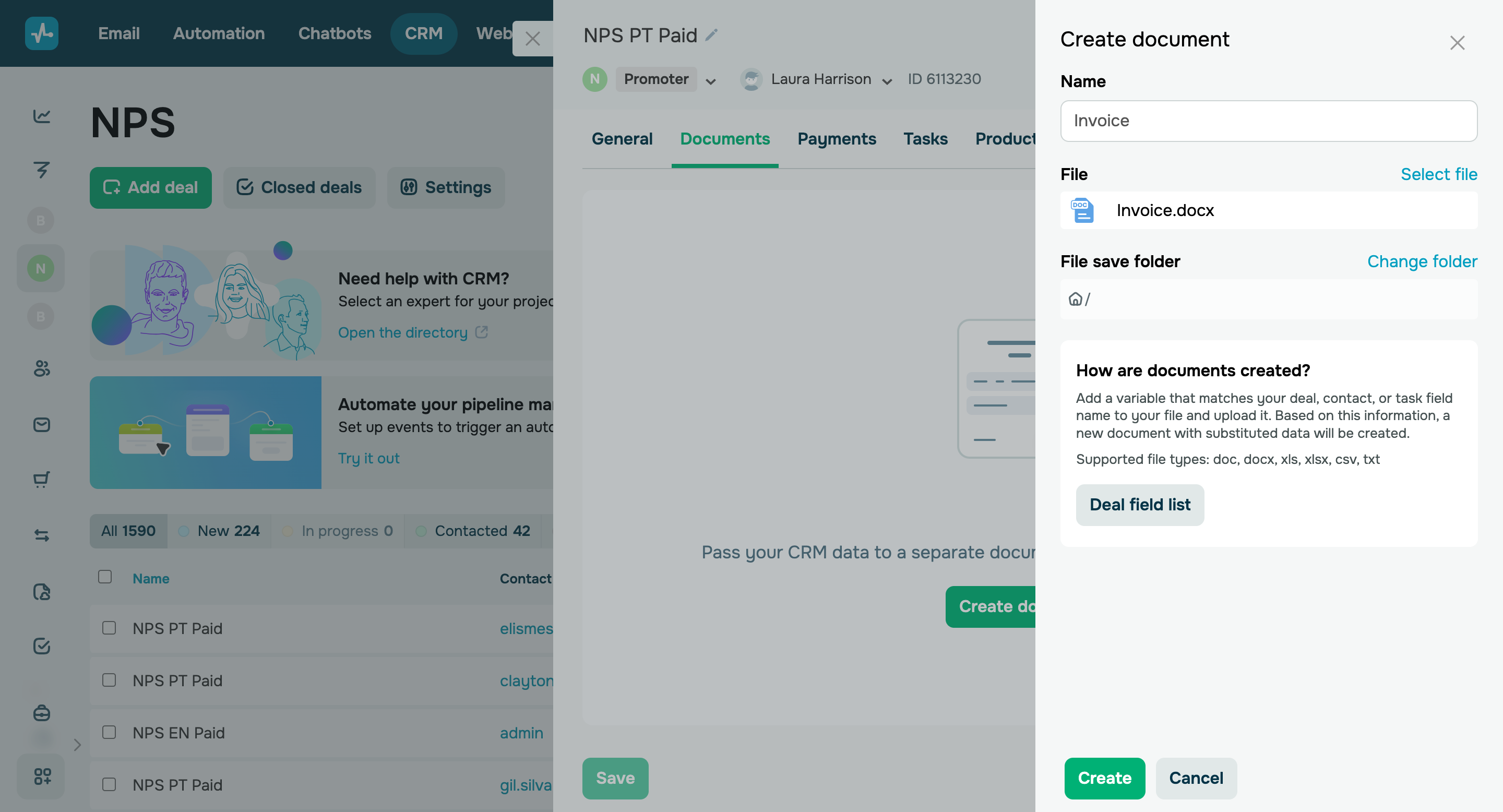 How to add and manage CRM documents