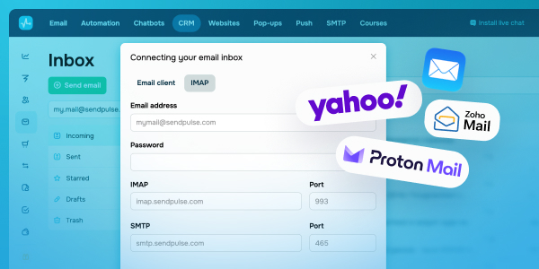Inbox and CRM system integration through IMAP