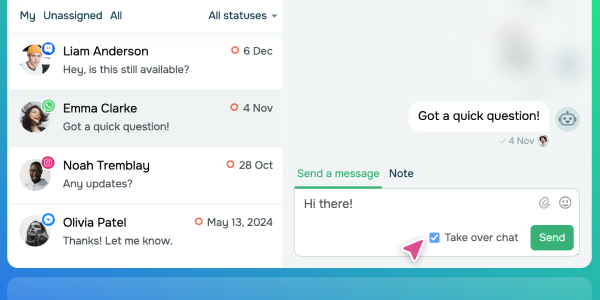 Manual chat takeover